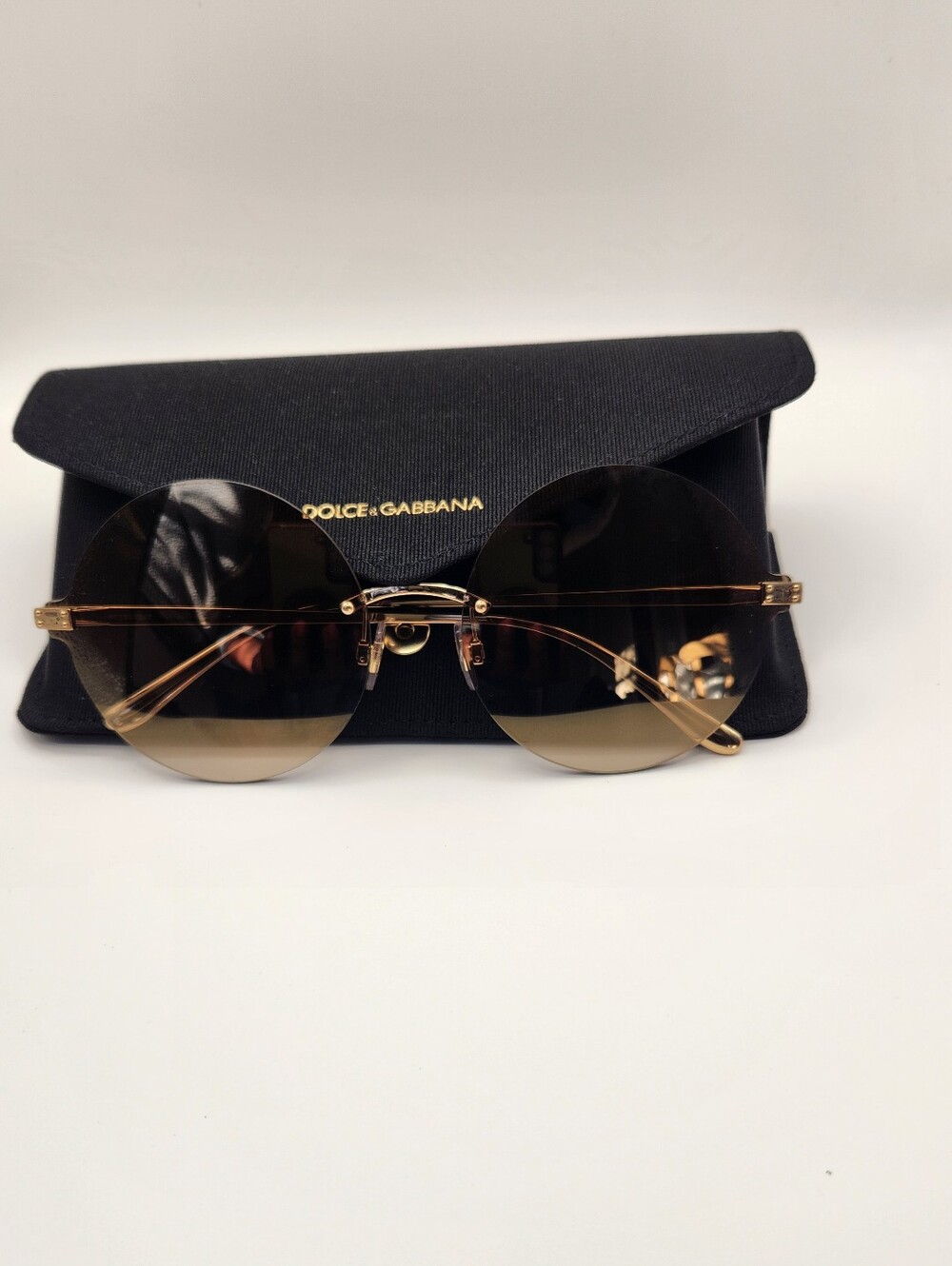 Dolce & Gabbana Round Gradient Sunglasses in Brown and Gold